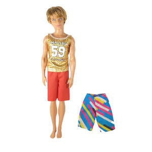Barbie : Modern Gold Malibu California 59 Fashion Top / Baseball Shirt Ken Doll